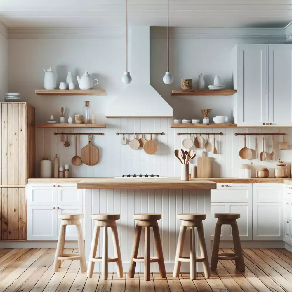 bila kuchyn se drevem