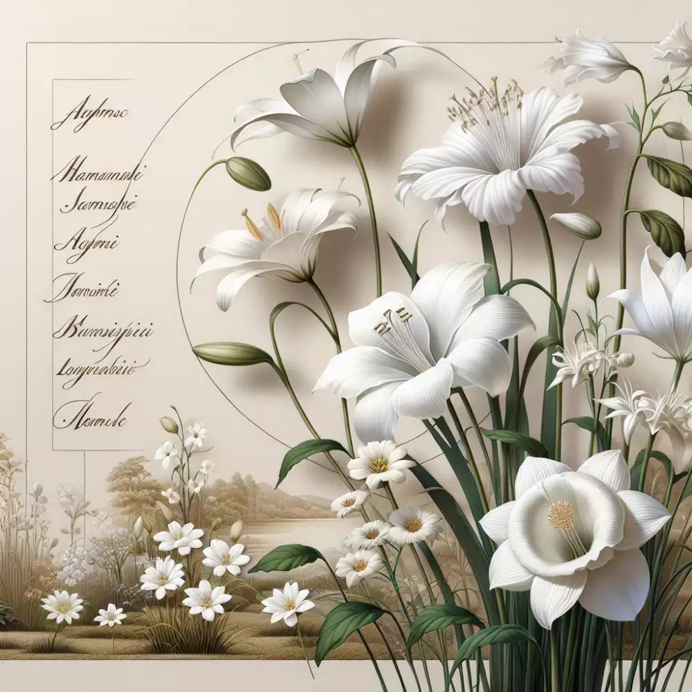 bílé květiny názvy